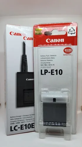 Carregador e bateria Originais Canon LP-e10 para câmeras T100, T7+, T7, T6, T5 e T3