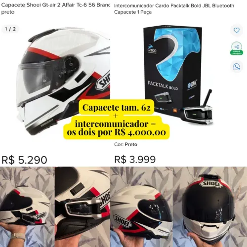 Capacete Shoei GT Air 2 TAM. 62 + intercomunicador Cardo Packtalk Bold