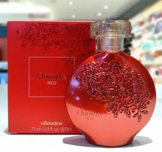 Florata Red , o Boticario por 134.90. Envolvente e marcante, fragrância floriental frutal.