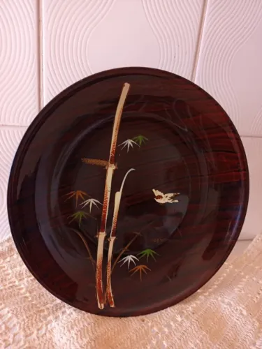 prato decorativo de laca japonesa tradicional de resina moldada