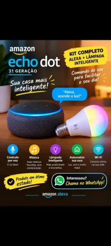 ALEXA ECHO DOT 3ª GERAÇÃO + LÂMPADA INTELIGENTE