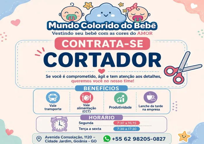 Vaga para Cortador - Confecção Infantil