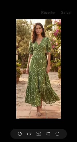 Vestido midi verde de poá