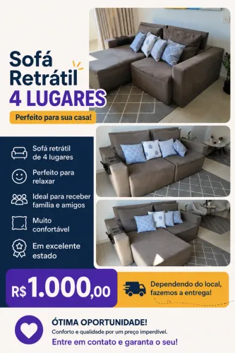 Sofá Retrátil 4 Lugares