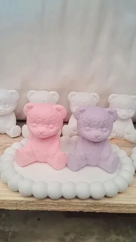 Kit 50 Lembrancinhas Ursinho Colorido para Chá de Bebê/Chá Revelação 