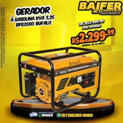 Gerador à Gasolina KVA 3,25 BFG3500 Bufalo