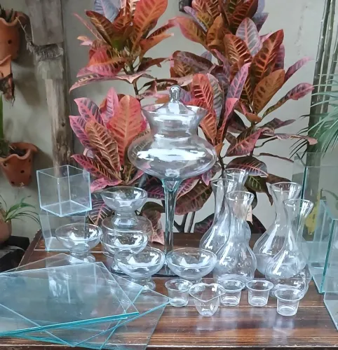 Kit de vidro para festa 22 peças + bandejas de vidro.