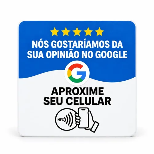Placa NFC Google Avaliações 10x10cm