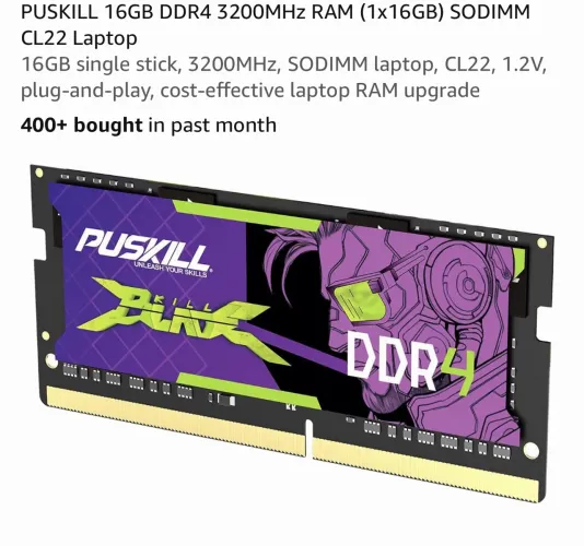 DDR4 Puskill Killblade 16GB 3200MHz para Notebook Gamer