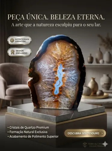 Ágata com cristal todo polido cores vibrantes e desenhos incríveis.