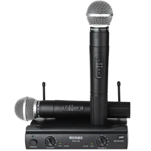 Microfone Sem Fio Duplo Dinâmico Uhf Função Anti-ruído