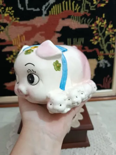 Porquinho cofre em porcelana vintage