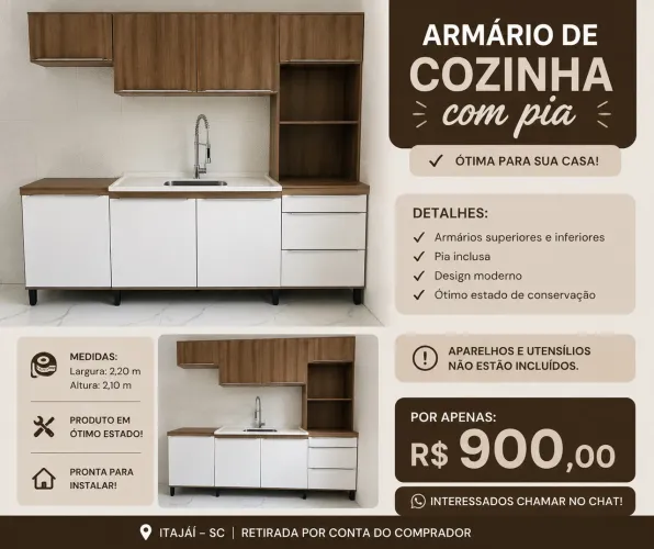 Armário de cozinha com pia