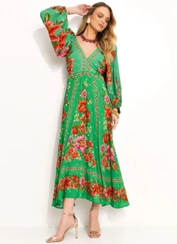 Vestido Midi Farm Fruta do Verão Verde Tam P