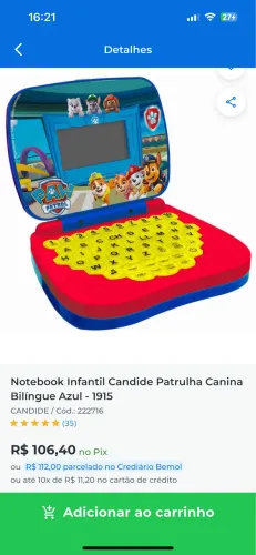 Notebook infantil ( patrulha canina)