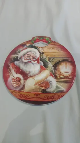 Placa Mesa Parede Porcelana Papai Noel 21 cm
