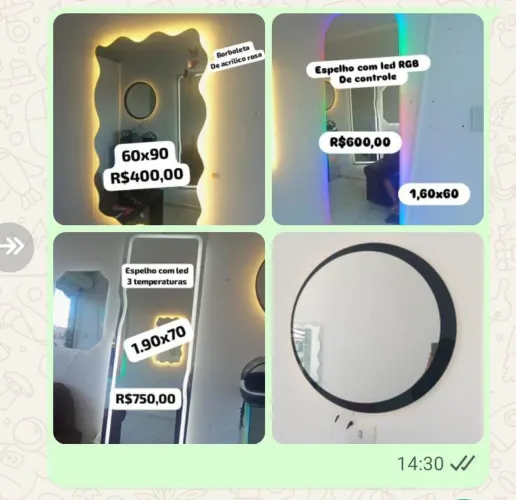 4 espelhos com led por mil