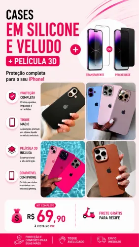Capa iPhone 16 pro max + película privacidade