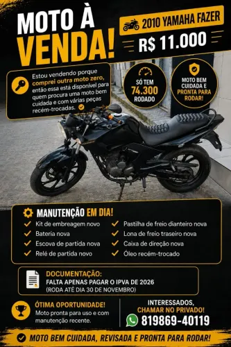 Fazer 250 2010 74.300km