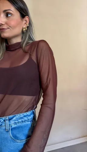 Body em Tule com gola