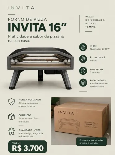 Forno de Pizza Invita 16? a Gás ? Novo, na Caixa!
