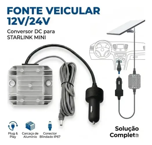 Cabo Estabilizador Starlink Mini 12v Fonte Acendedor 30v