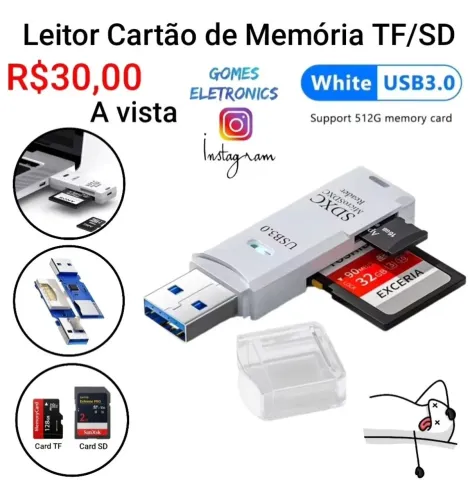 Leitor De Cartão Usb 3.0 Adaptador Micro Sd/sdxc 5gbps ( Loja Fisica )<br>
