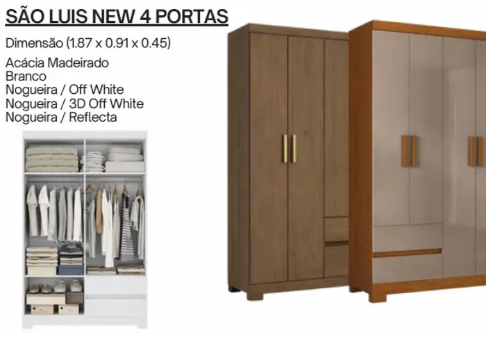 Guarda Roupa São Luis New 4 Portas Novo