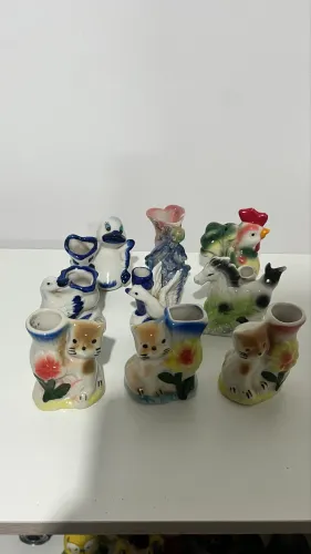 Conjunto de 9 bibelôs antigos