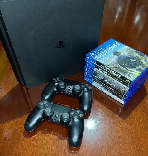 PS4 Slim 1TB + 2 Controles Originais + 7 Jogos