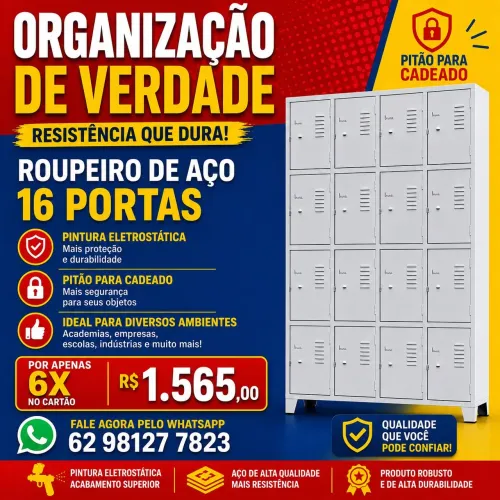 Roupeiro de aço GRA 16 Portas