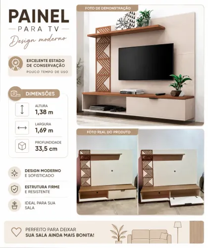 Painel para TV com Rack - Excelente Estado de Conservação