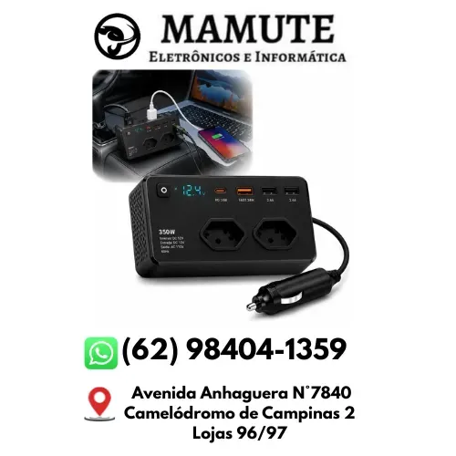 Inversor Tensão 12v 220v Veicular 350w Conversor 4 Porta Usb Starlink Notebook