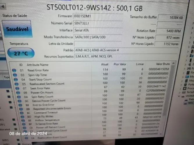 HD 500GB Seagate Já está com o Windows 10 instalado