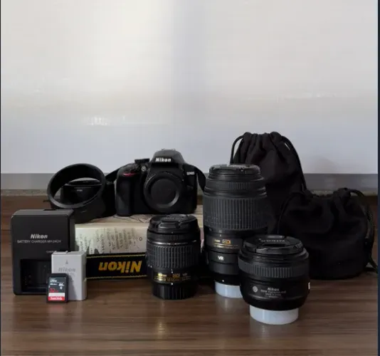 Kit Nikon D3400 + 3 Lentes | Completo, Seminovo e Único Dono