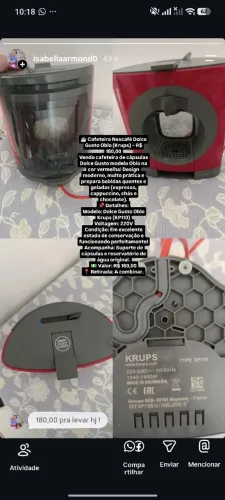 Cafeteira de cápsulas Nescafé Dolce Gusto.