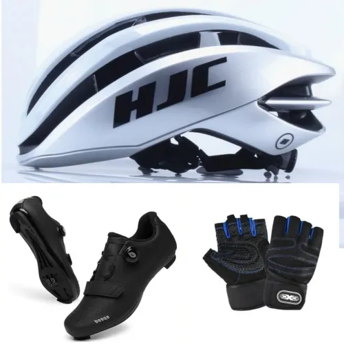 Capacete de ciclismo M/G + sapatilha 40/41 com trava + luva (de brinde)