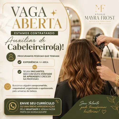 Vagas pra auxiliar de cabeleireiro