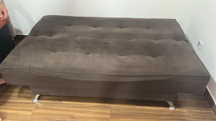 Sofá-Cama Reclinável Suede Marrom - Excelente Estado