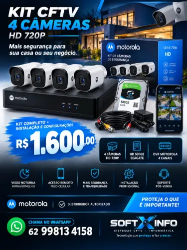 Kit + instalação câmeras de segurança Motorola + instalação