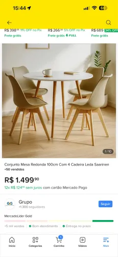 Mesa com 4 cadeiras 
