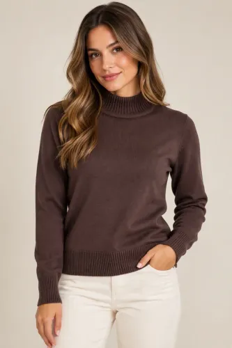 Blusa tricô feminina tam P marrom Via Tricot 