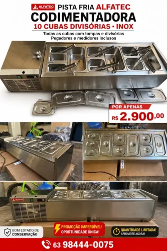 CODIMENADORA - Pista Fria - ALFATEC - 10 CUBAS - INOX (COMPLETA)