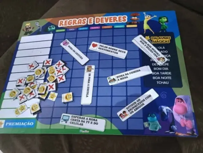 Quadro de incentivo às regras e deveres infantil educativo