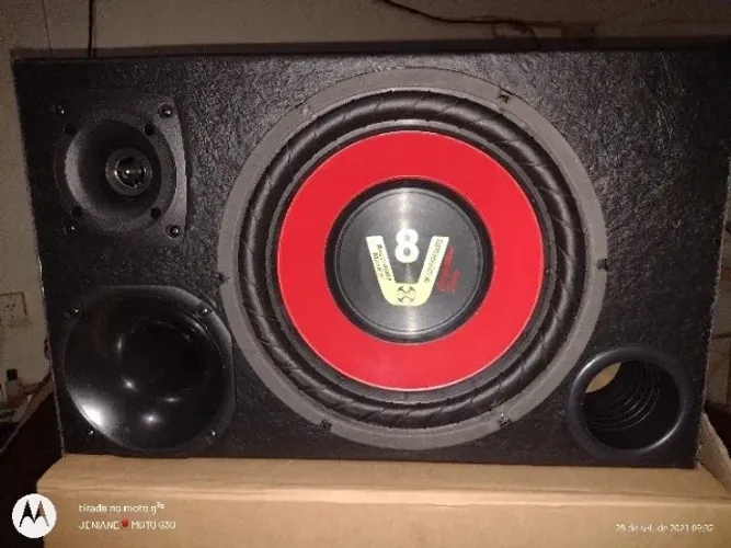 Caixa Trio Som Automotivo Grave Completa Subwoofer V8 Compet 800w