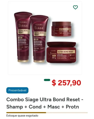 Combo Siage Ultra Bond Reset - shamp + Cond + Masc + protn +