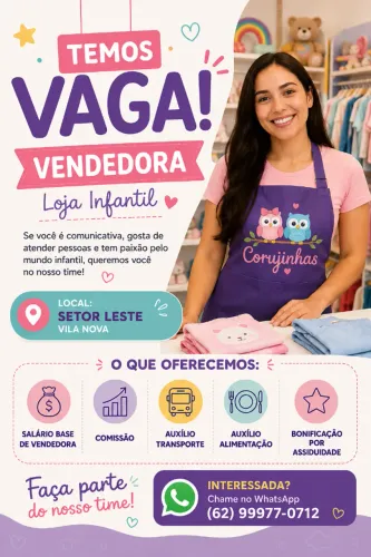 VAGA DE EMPREGO - VENDEDORA