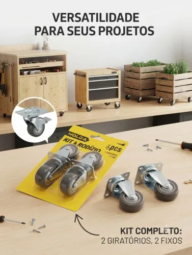 Kit de rodinhas para cadeira, mesa, ar armário