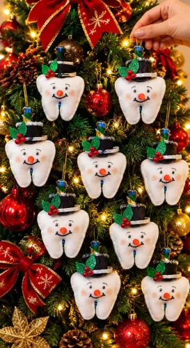 Dente Boneco de Neve em Feltro 