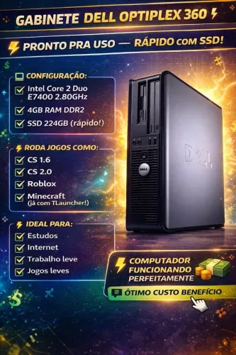 PC COMPLETO DELL OPTIPLEX 360 - RÁPIDO COM SSD + PRONTO PRA USO!